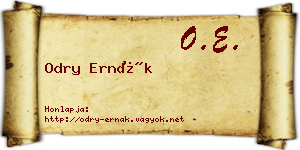 Odry Ernák névjegykártya